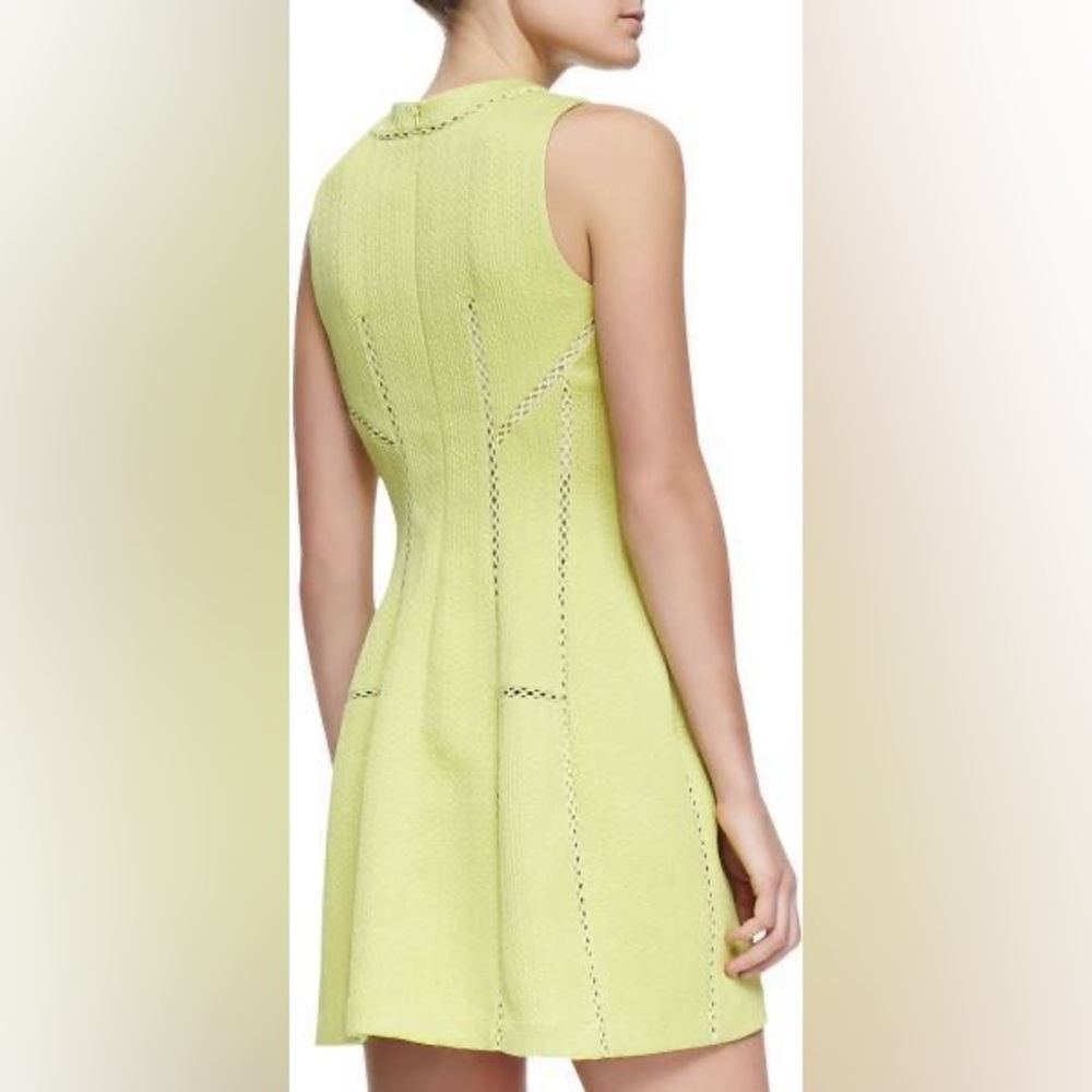 Rebecca Taylor Chartreuse Yellow Textured Brocade 8 Dress‎ $375